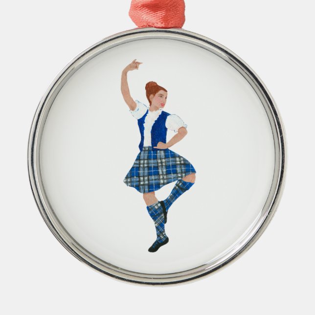 Scottish Highland Dancer - Nevil Plaid Metal Ornament (Front)