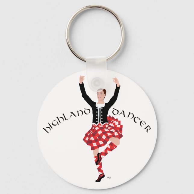 Scottish Highland Dancer Red and Black Keychain (Front)