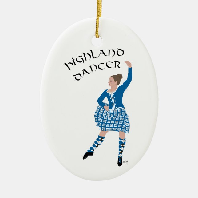Scottish Highland Dancer - Teal Ceramic Ornament (Front)