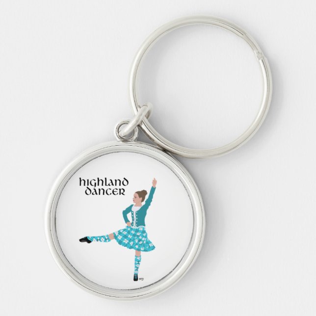 Scottish Highland Dancer - Turquoise Keychain (Front)