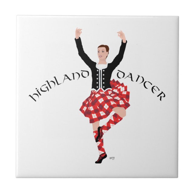 Scottish Highland Fling - Red Plaid Ceramic Tile (Front)