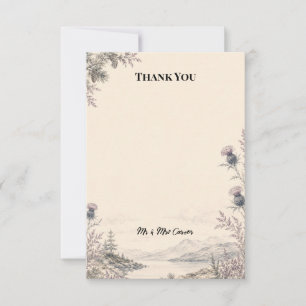 Scottish Highland Loch Thistle Wedding Thank You Card