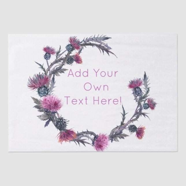 Scottish Highland Thistle Personalize Wreath Tissue Paper (Front)