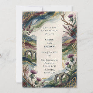 Scottish Highland Thistle Watercolor Invite