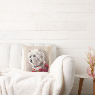 Scottish Highland White Westie Dog Throw Pillow