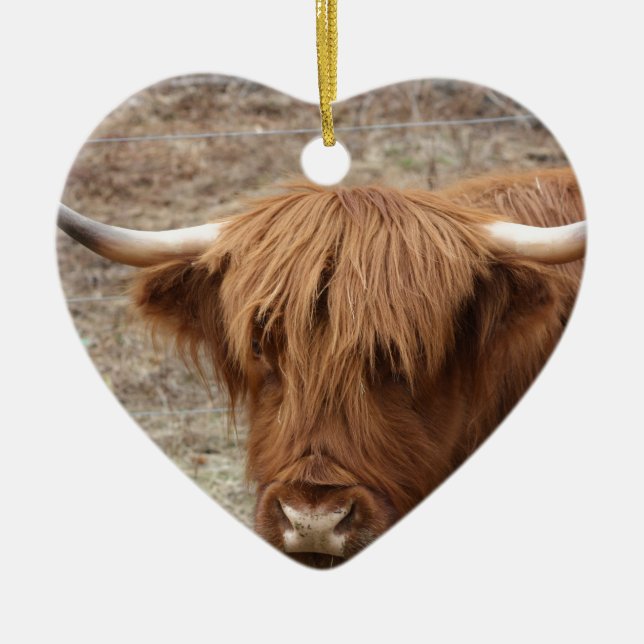Scottish Highlander Ceramic Ornament (Front)