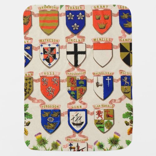 Scottish Highlander Clan Coat Of Arms Shields Baby Blanket