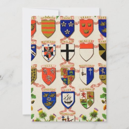 Scottish Highlander Clan Coat Of Arms Shields Invitation