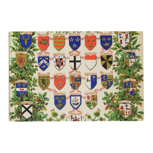 Scottish Highlander Clan Coat Of Arms Shields Placemat