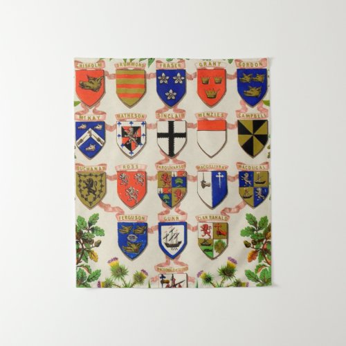 Scottish Highlander Clan Coat Of Arms Shields Tapestry