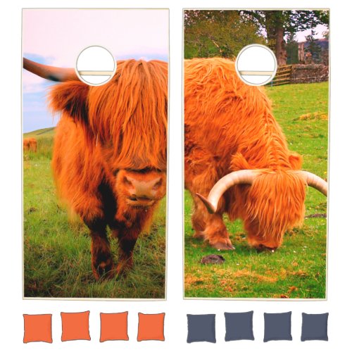 Scottish Highlander Cow Cornhole Set