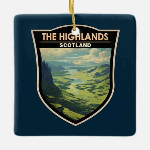Scottish Highlands Scotland Travel Art Vintage Ceramic Ornament