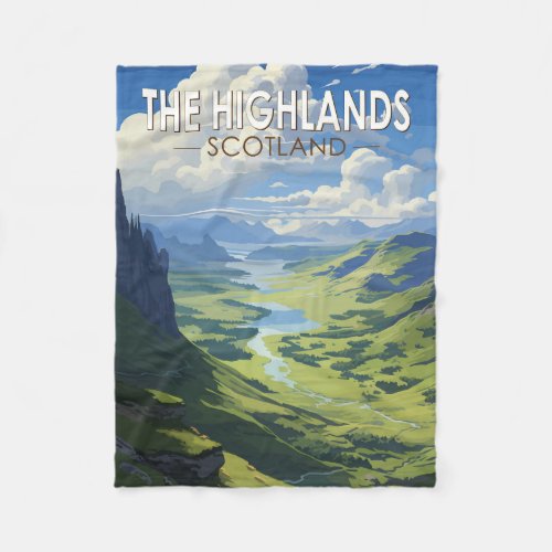 Scottish Highlands Scotland Travel Art Vintage Fleece Blanket