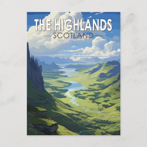 Scottish Highlands Scotland Travel Art Vintage Postcard