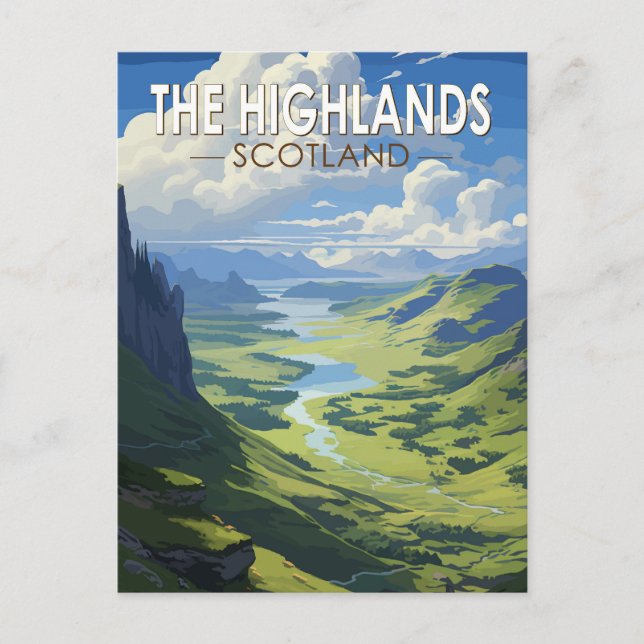 Scottish Highlands Scotland Travel Art Vintage Postcard (Front)
