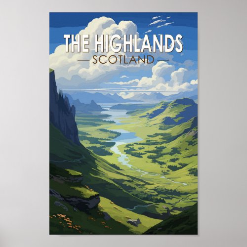 Scottish Highlands Scotland Travel Art Vintage Poster