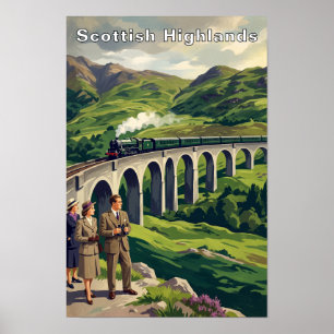 Scottish Highlands Vintage Travel Poster Scenic