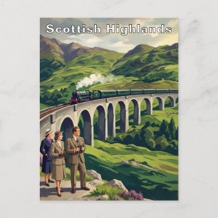 Scottish Highlands Vintage Travel Railway Postcard