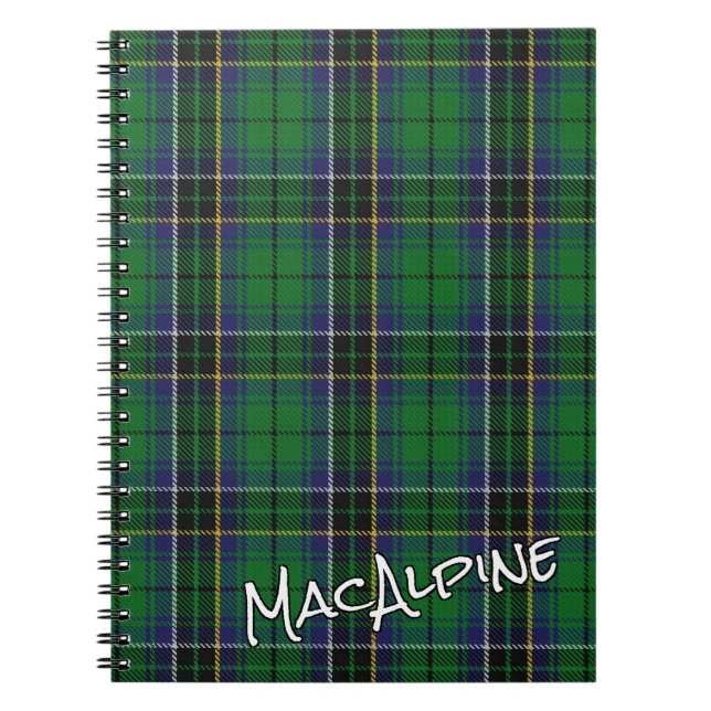 Scottish Honor Clan MacAlpine MacAlpin Tartan Notebook (Front)