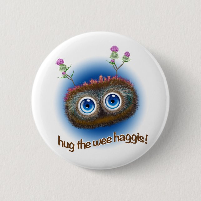Scottish 'Hoots Toots Haggis' Button (Front)