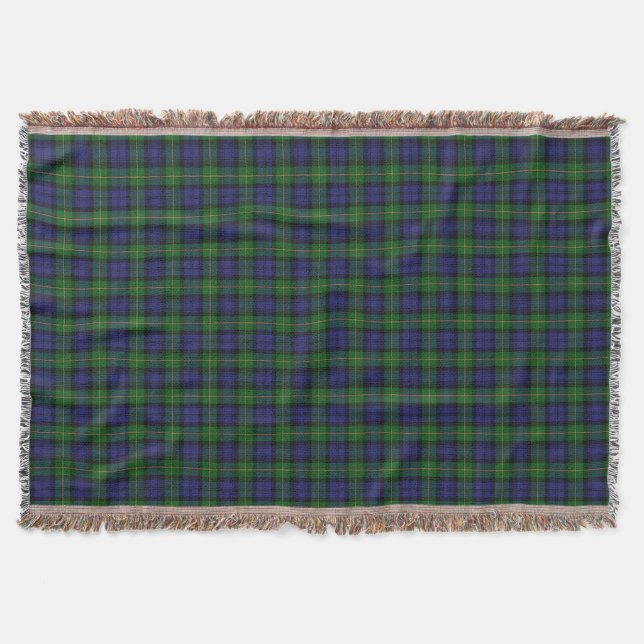 Scottish House of Gordon Clan Tartan Throw Blanket (Front)