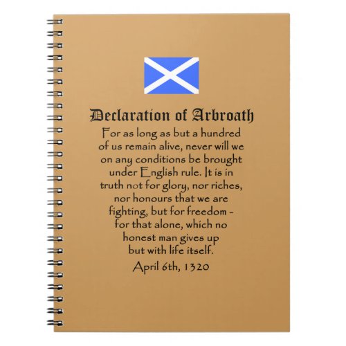 Scottish Independence Declaration of Arbroath Text Notebook