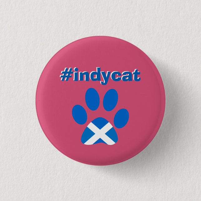 Scottish Independence Saltire Flag Cat Paw Badge Pinback Button (Front)