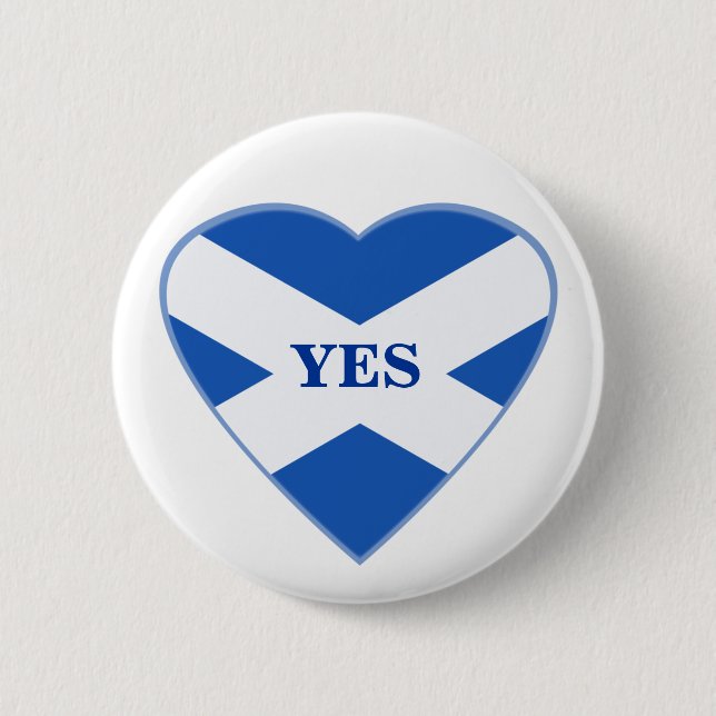 Scottish Independence Scotland Flag Heart Badge Button (Front)