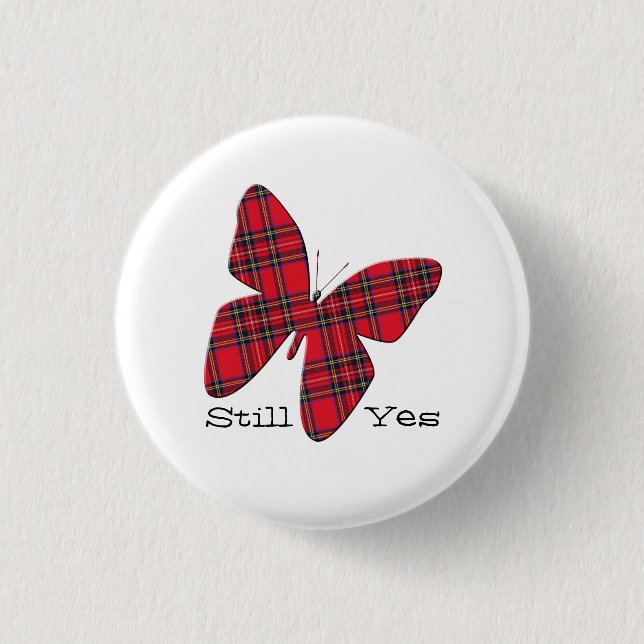 Scottish Independence Tartan Butterfly Badge Pinback Button (Front)