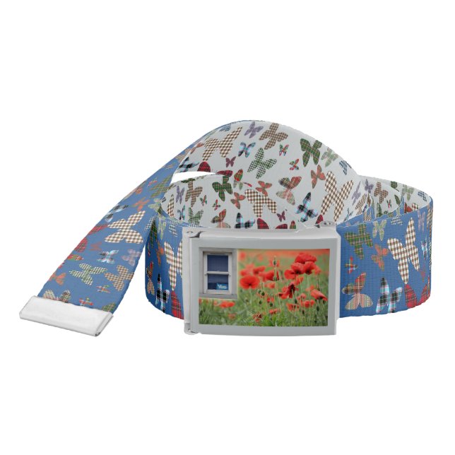 Scottish Independence Tartan Butterfly Poppy Belt (Snake)