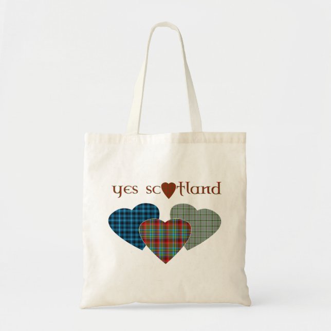 Scottish Independence Tartan Love Hearts Tote Bag (Front)