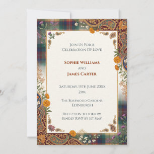 Scottish Indian Heritage Wedding Invitation   Dark