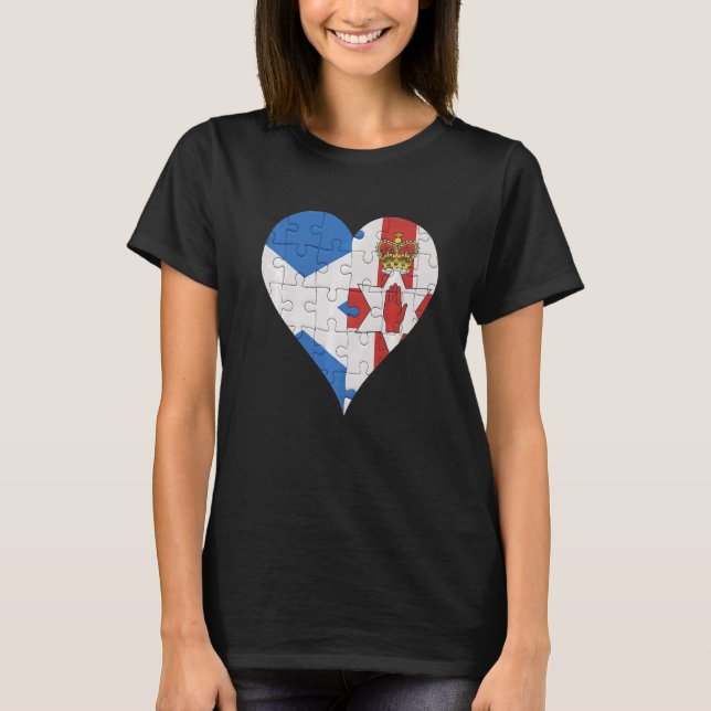 Scottish Irish Flag Heart   T-Shirt (Front)