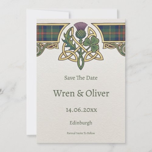 Scottish Irish Shamrock Thistle Save the Date Card