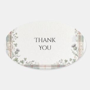 Scottish Irish Shamrock Thistle Thank You Sticker