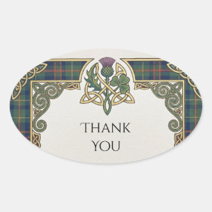 Scottish Irish Shamrock Thistle Thank You Sticker