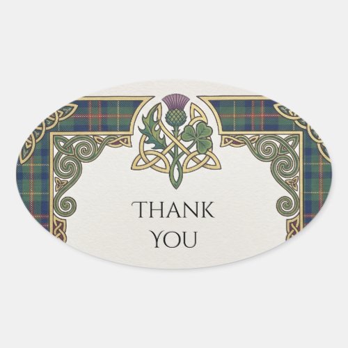 Scottish Irish Shamrock Thistle Thank You Sticker