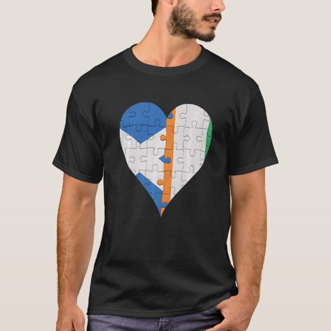 Scottish Ivorian Flag Heart T-Shirt (Front)