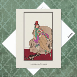 Scottish Jacket Cat Gerda Wegener Fashion Postcard