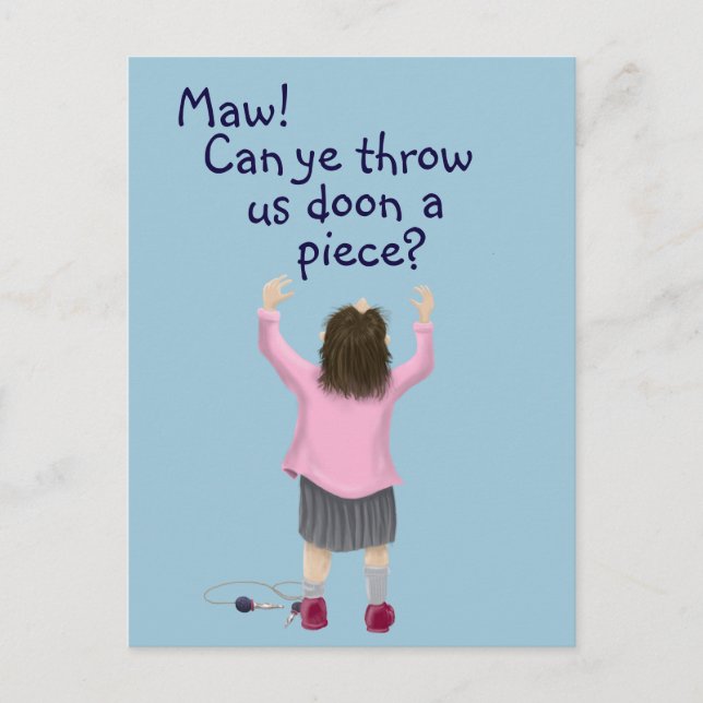 Scottish ‘jeely piece’ kid postcard (Front)