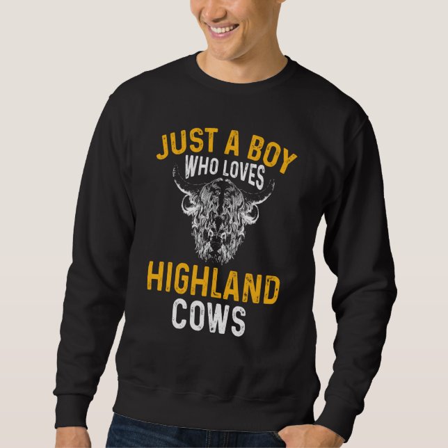 Scottish Kids Just A Boy Who Loves Highland Cows Sweatshirt (Front)