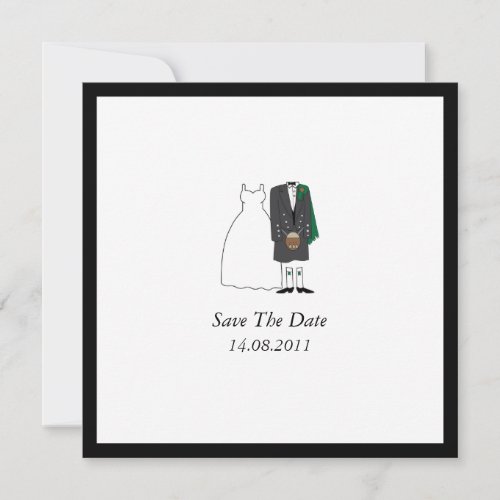 Scottish Kilt Bride &amp; Groom Wedding Save the Date
