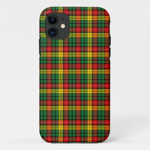 Scottish kilt tartan red green yellow buchanan iPhone 11 case