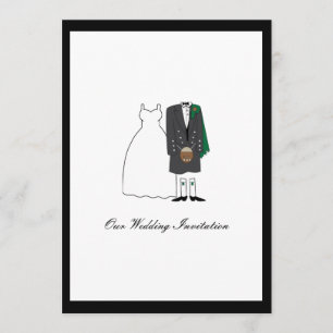 Scottish Kilt Wedding Invitation - Green