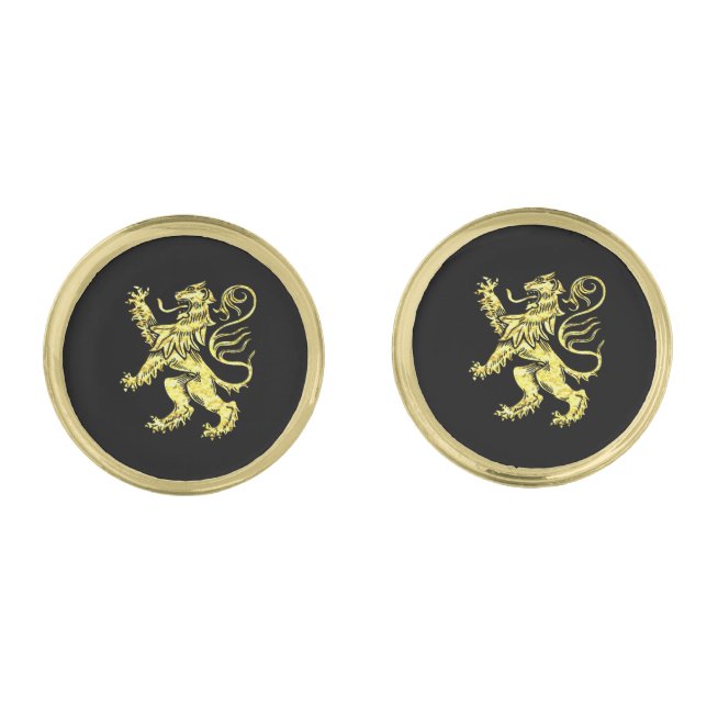 Scottish Lion in Gold Gold Cufflinks (Front)