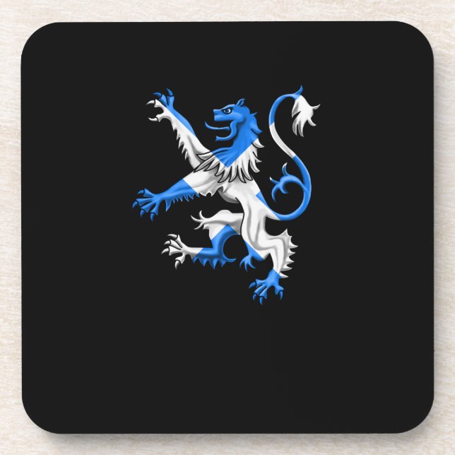 Scottish Lion In St. Andrew’s Colors Beverage Coaster (Front)