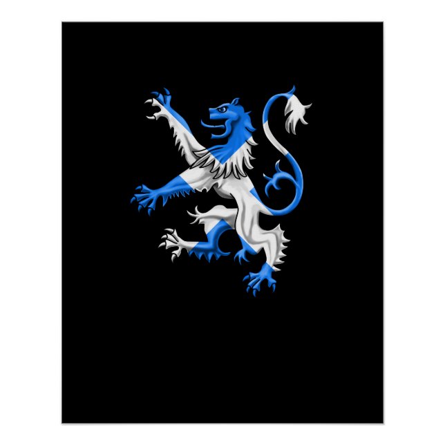 Scottish Lion In St. Andrew’s Colors Poster (Front)