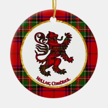 Scottish Lion Nollaig Chridheil Ceramic Ornament by WRAPPED_TOO_TIGHT at Zazzle
