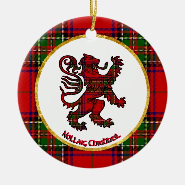 Scottish Lion Nollaig Chridheil Ceramic Ornament (Front)