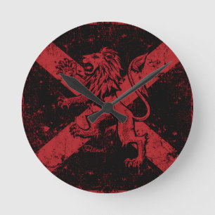 Scottish Lion Rampant Wall Clock Red & Black Sal
